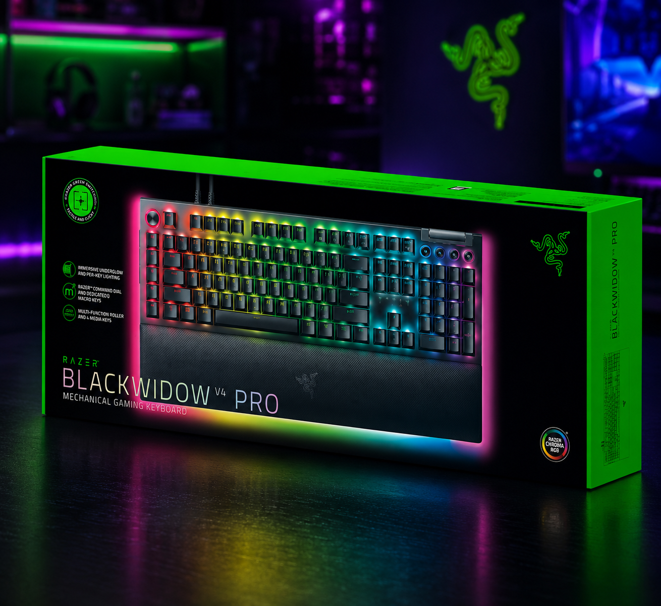 KEYBOARD (คีย์บอร์ด) RAZER BLACKWIDOW V4 PRO (RAZER GREEN SWITCH) (RAZER CHROMA RGB) (EN)